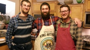 Chef Geoff, center, flanked by Farmers Brett and Will